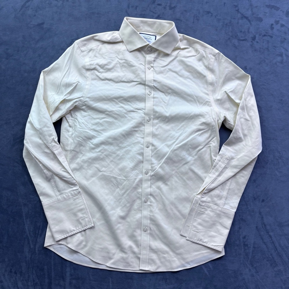 Charles Tyrwhitt Extra Slim Fit Non-Iron French Cuff Dress Shirt Cream 16/34